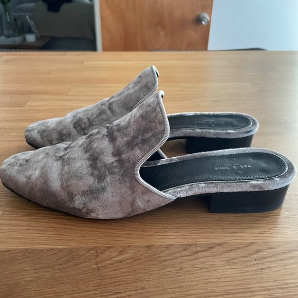 Rag & Bone Grey Velvet Slides - Picture 4 of 4
